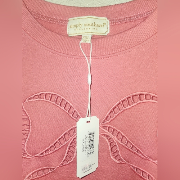 🎀NWT Simply Southern "Skye Top" in "Petal" (Pink) Bow🎀 & Eyelet Cut Outs XXL🎀 - Picture 4 of 10